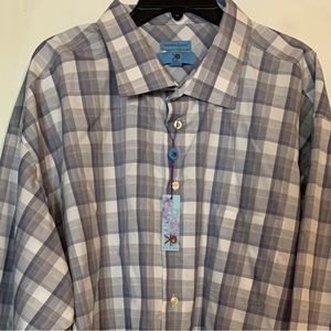Egara Black/Gray/White Plaid ButtonDown Casual Shirt - 4XL- 20-20.5 - New w/Tags